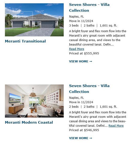 Seven Shores Naples Florida move in new homes!